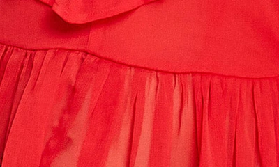 ASOS DESIGN ruffled sheer blouse in red