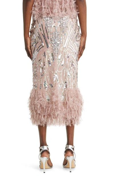 Asos Design Luxe Sequin & Crystal Party Skirt In Light Pink