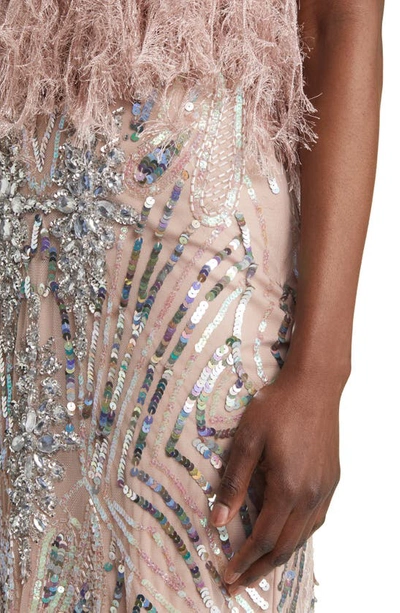 Asos Design Luxe Sequin & Crystal Party Skirt In Light Pink