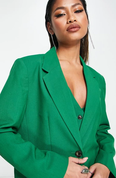 Shop Asos Design Oversize Suit Blazer In Medium Green