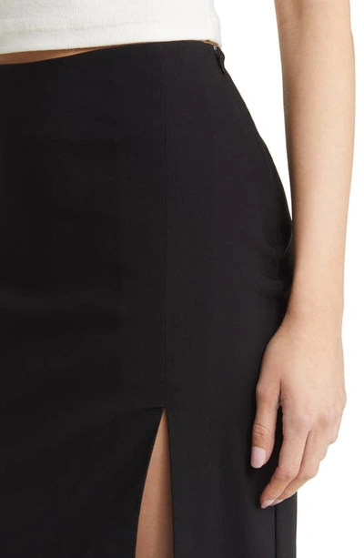 Shop Asos Design Slit Midi Skirt In Black