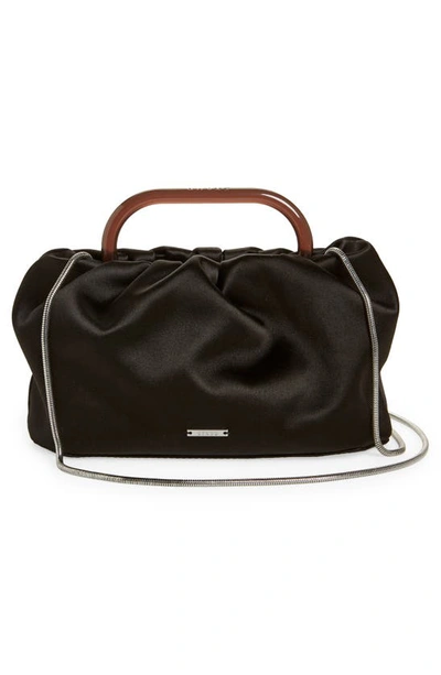Shop Staud Cory Ruched Satin Bag In Black