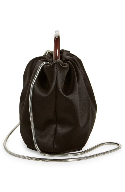 Shop Staud Cory Ruched Satin Bag In Black