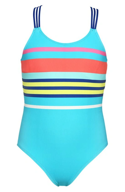 Shop Hobie Kids' Sail Stripe One-piece Swimsuit In Blue Multi