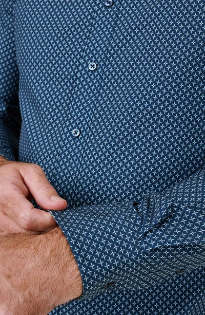 Shop 7 Diamonds Aspect Foulard Print Performance Button-up Shirt In Navy