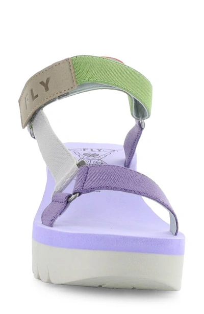 Shop Fly London Yefa Wedge Sandal In 007 Multi/ Viola Grograin
