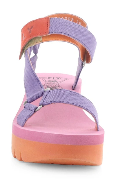 Shop Fly London Yefa Wedge Sandal In 008 Violet/ Orange Grograin