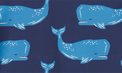 Shop Hatley Kids' Block Whales Rashguard One-piece Swimsuit In Blue