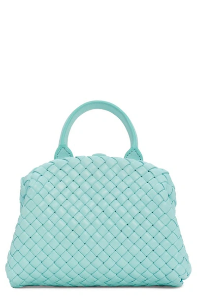 Shop Bottega Veneta Mini Intrecciato Leather Top Handle Bag In 3927 Celadon-gold