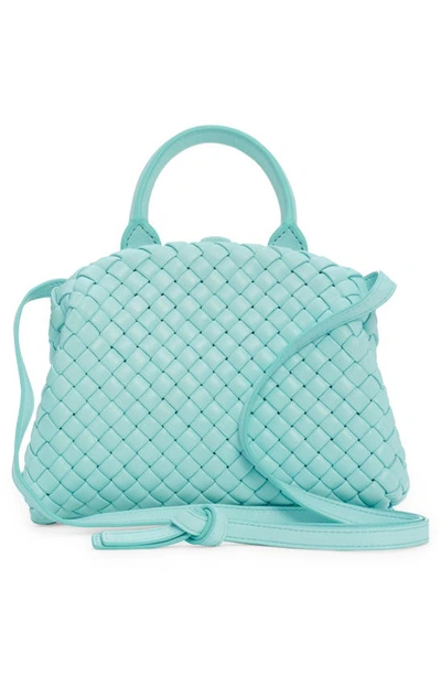 Shop Bottega Veneta Mini Intrecciato Leather Top Handle Bag In 3927 Celadon-gold