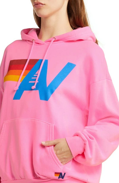 Shop Aviator Nation Relaxed Fit Logo Hoodie In Neon Pink