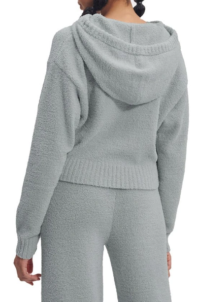 Shop Ugg Hana Textured Fleece Zip-up Crop Hoodie In Sidewalk