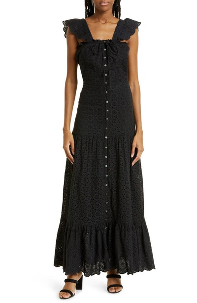 Veronica Beard Women's Aislin Eyelet Tiered Maxi Dress In Black