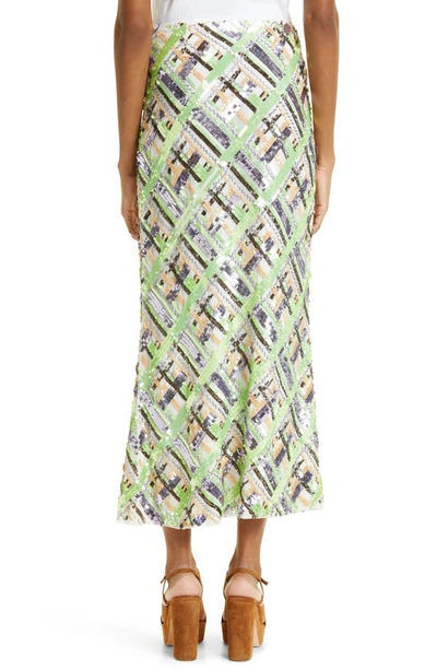Shop Veronica Beard Brent Sequin Plaid Maxi Skirt In Violet Multi
