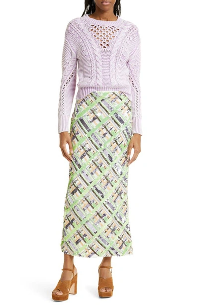 Shop Veronica Beard Brent Sequin Plaid Maxi Skirt In Violet Multi