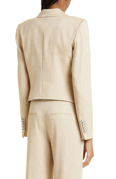 Shop Veronica Beard Hosanna Linen Blend Dickey Jacket In Khaki Melange