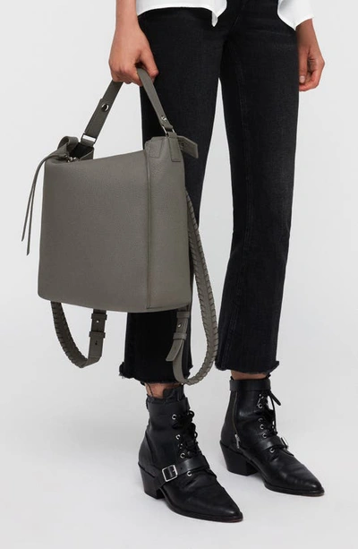 Shop Allsaints Small Kita Convertible Leather Backpack In Storm Grey