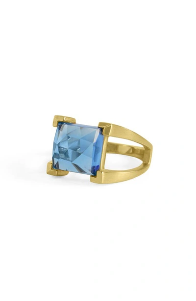 Shop Dean Davidson Mini Plaza Simulated Tanzanite Ring In Midnight Blue/ Gold