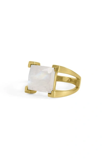 Shop Dean Davidson Mini Plaza Moonstone Ring In Moonstone/ Gold