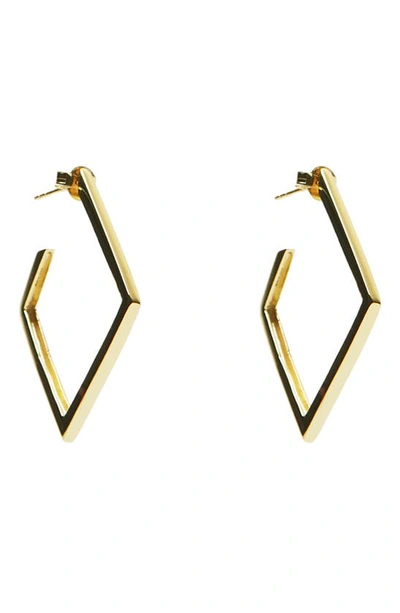 Shop Argento Vivo Sterling Silver Diamond Hoop Earrings In Gold