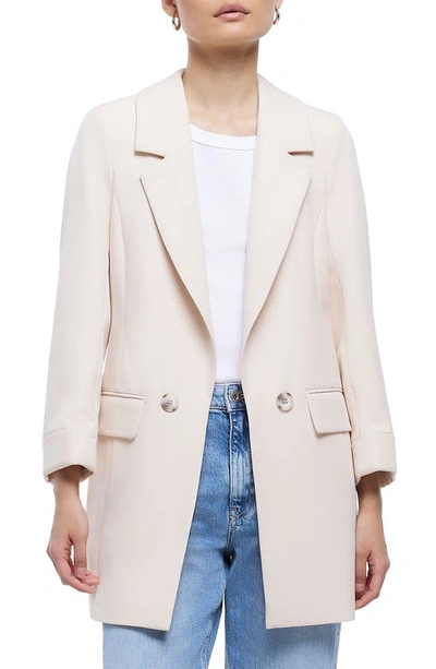 Shop River Island Longline Soft Blazer In Cream