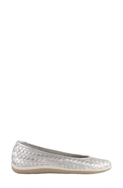 David Tate Dazzle Woven Ballet Flat In Silver