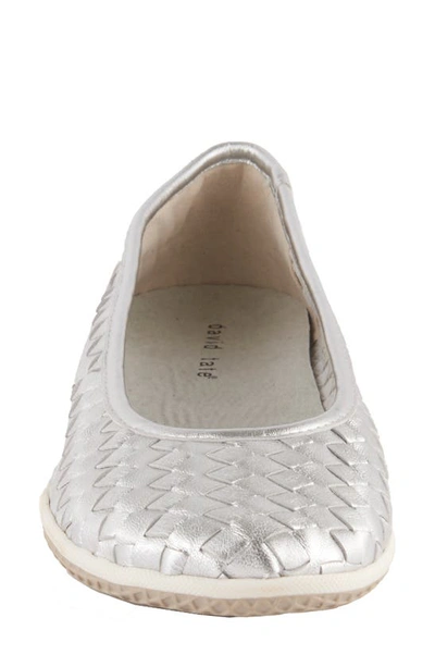 David Tate Dazzle Woven Ballet Flat In Silver