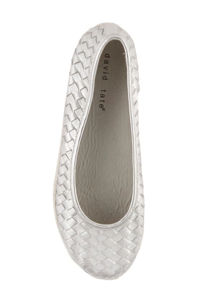 David Tate Dazzle Woven Ballet Flat In Silver