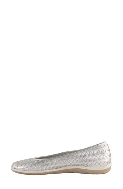 David Tate Dazzle Woven Ballet Flat In Silver