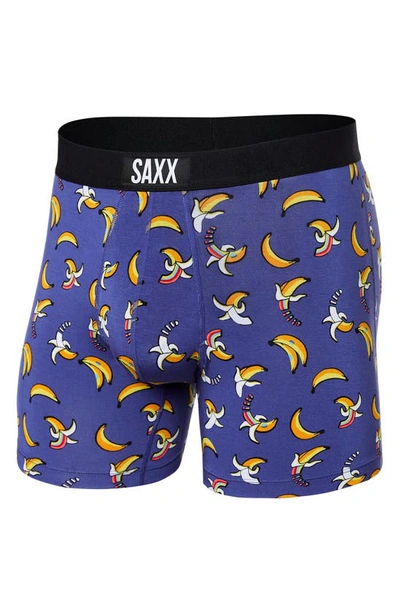 Shop Saxx Vibe Supersoft Slim Fit Performance Boxer Briefs In Rainbow Bananas- Navy
