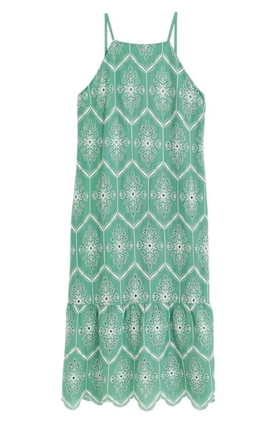 Shop River Island Broderie Anglaise Sleeveless Midi Dress In Green