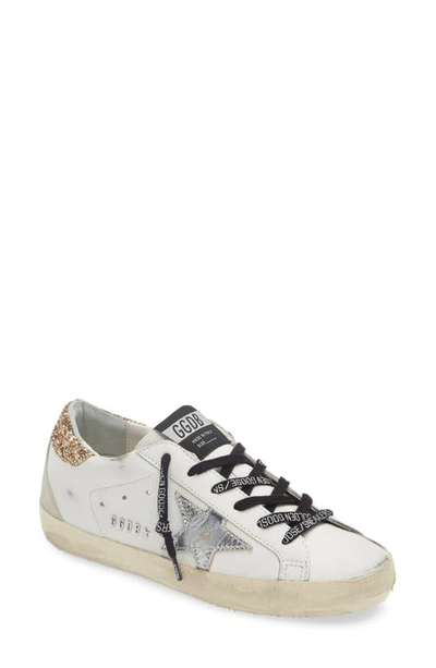Shop Golden Goose Super-star Perm-noos Low Top Sneaker In White/ Silver/ Gold