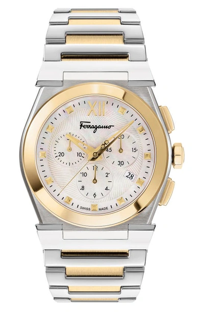 Shop Ferragamo Vega Chronograph Bracelet Watch, 40mm In Two Tone