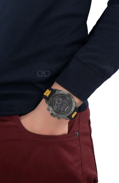 Shop Ferragamo Chronograph Silicone Strap Watch, 43mm In Gunmetal