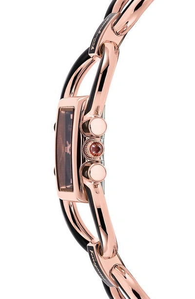 Shop Ferragamo Double Gancio Mini Bracelet Watch, 13.5mm X 20.5mm In Rose Gold