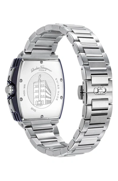 Ferragamo F-80 Tonneau Chrono Watch In Stainless Steel