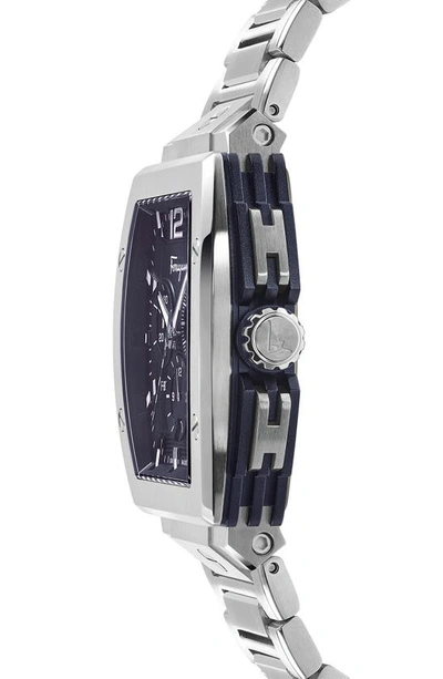Ferragamo F-80 Tonneau Chrono Watch In Stainless Steel