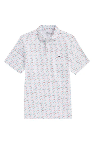 Vineyard Vines Bradley Striped Sankaty Polo Shirt In Bahama - White Cap