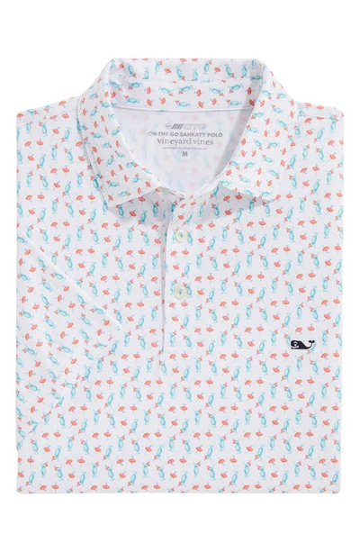 Vineyard Vines Bradley Striped Sankaty Polo Shirt In Bahama - White Cap