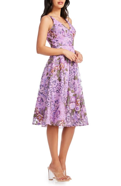 Dress The Population Elisa Floral Sequin Embroidered Cocktail Dress In Lavender Multi