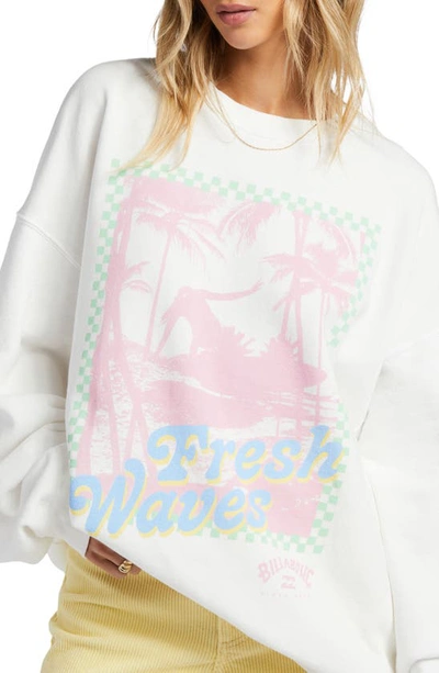 Shop Billabong Ride In Cotton Blend Graphic Sweatshirt In Salt Crystal 2