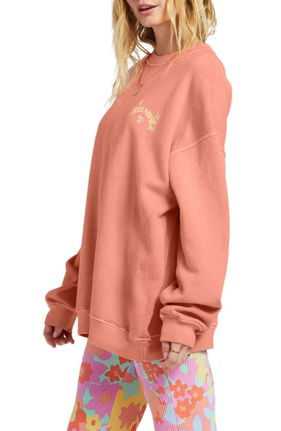 Shop Billabong Ride In Cotton Blend Graphic Sweatshirt In Peach Pie