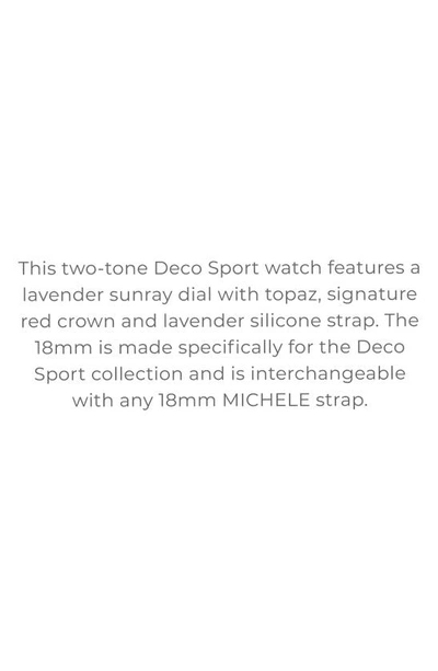 Shop Michele Deco Sport Diamond Chronograph Silicone Strap Watch, 34mm In Stainless Steel/ Purple