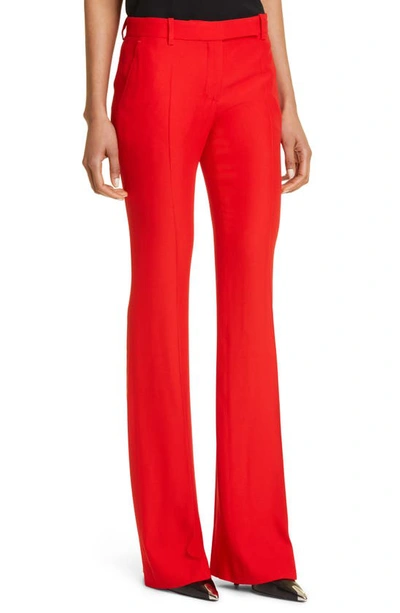 Shop Alexander Mcqueen Leaf Crepe Slim Bootcut Pants In 6085 Red