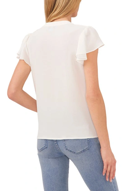 CECE CECE FLUTTER SLEEVE V-NECK TOP 