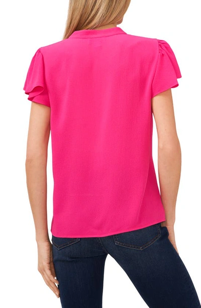 Shop Cece Flutter Sleeve V-neck Top In Bright Rose