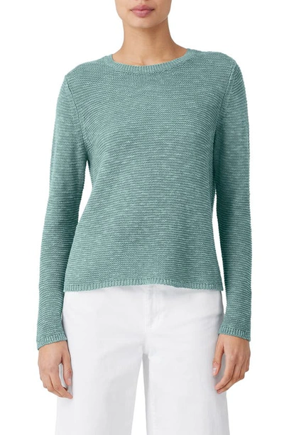 Shop Eileen Fisher Textured Crewneck Organic Linen & Cotton Sweater In Amalfi