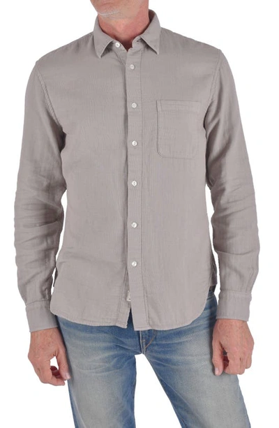 Shop Kato The Ripper Waffle Button-up Shirt In Sand Gray