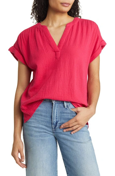 Shop Tommy Bahama Coral Isle Gauze Top In Bright Rose