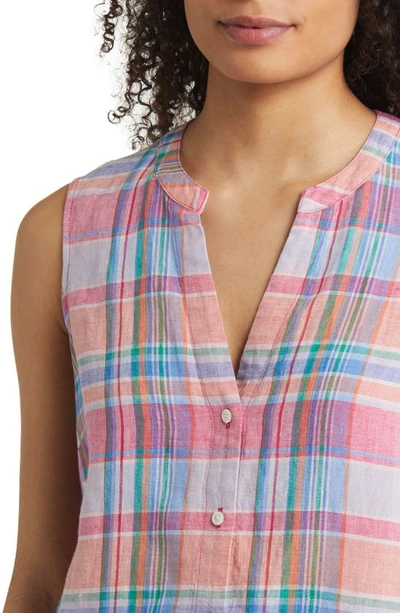 Shop Tommy Bahama Summer Escape Plaid Sleeveless Linen Top In Bright Blush
